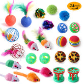 KUTKUT 24 PCS Cat Toys for Indoor Cats, Kitten Toys with Cat Spring Toy, Mint Catnip Toys for Cats with Crinkle Cat Toy Mouse Cat Ball Toy for Indoor Cats Kittens Exercise